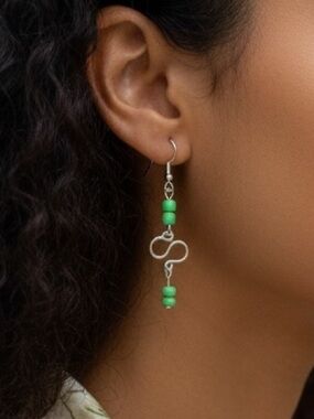 Parakeet Green Infinity Earrings | Tropical Floral Fun | Handmade